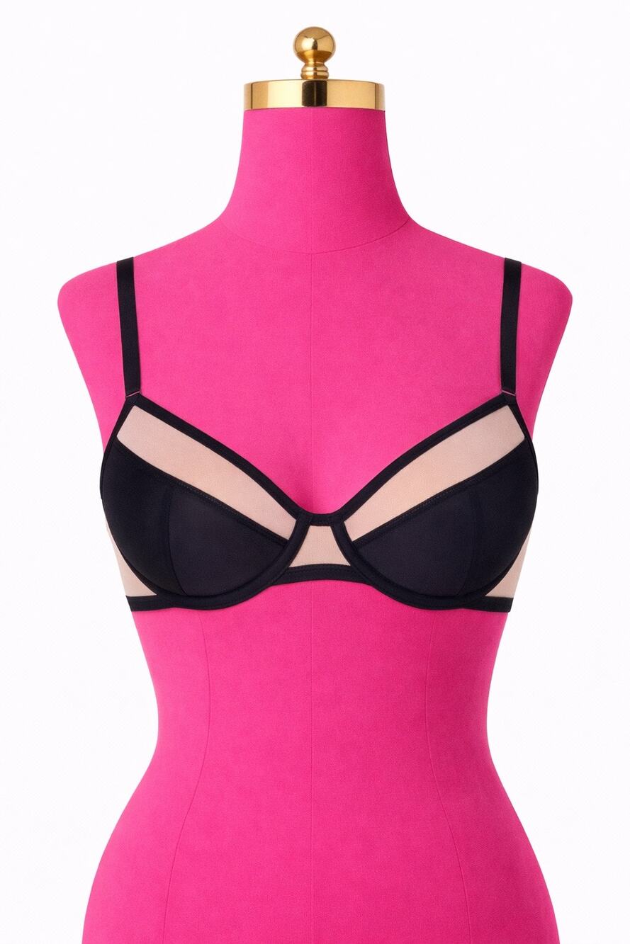 Victoria's Secret Unlined Demi Mesh Black Bra Size 34D New